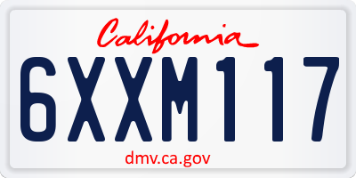 CA license plate 6XXM117