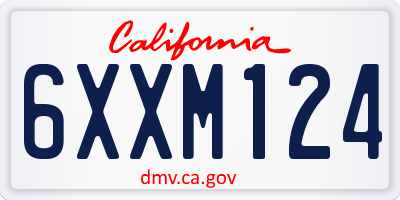 CA license plate 6XXM124