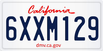 CA license plate 6XXM129