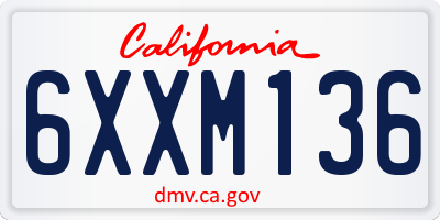 CA license plate 6XXM136