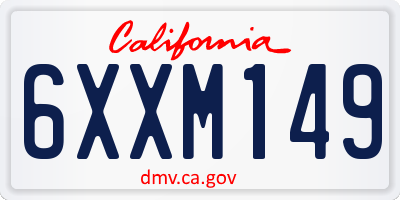 CA license plate 6XXM149