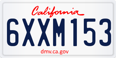 CA license plate 6XXM153