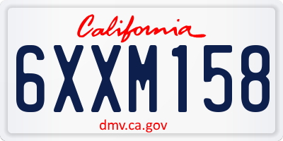 CA license plate 6XXM158