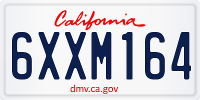 CA license plate 6XXM164