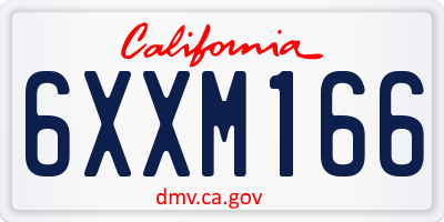 CA license plate 6XXM166