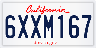 CA license plate 6XXM167