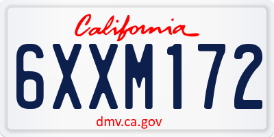 CA license plate 6XXM172