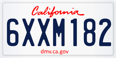 CA license plate 6XXM182