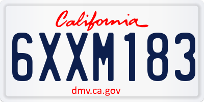 CA license plate 6XXM183