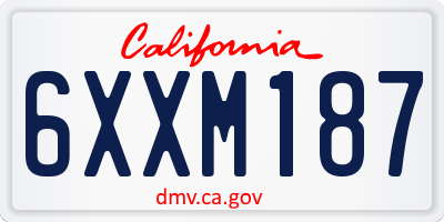 CA license plate 6XXM187