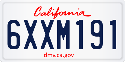 CA license plate 6XXM191