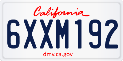 CA license plate 6XXM192