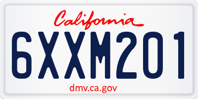 CA license plate 6XXM201