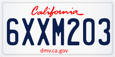 CA license plate 6XXM203
