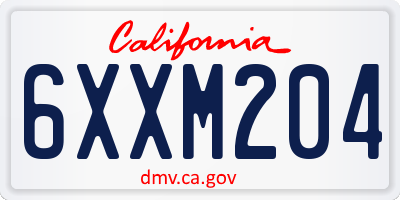 CA license plate 6XXM204