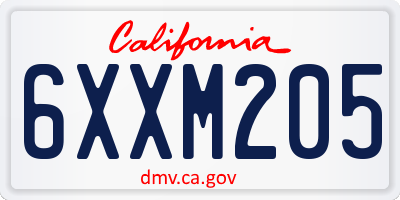 CA license plate 6XXM205