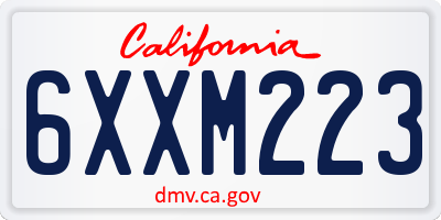 CA license plate 6XXM223
