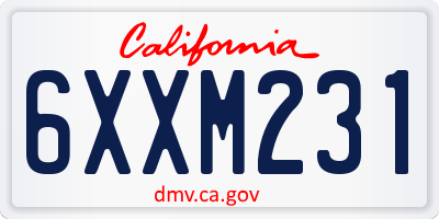 CA license plate 6XXM231
