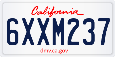 CA license plate 6XXM237