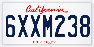 CA license plate 6XXM238