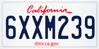 CA license plate 6XXM239