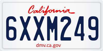 CA license plate 6XXM249
