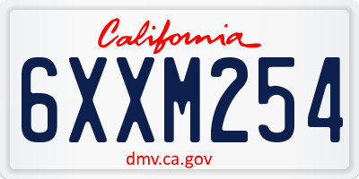 CA license plate 6XXM254
