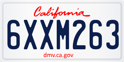 CA license plate 6XXM263