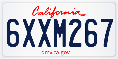CA license plate 6XXM267