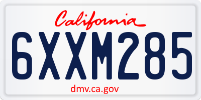 CA license plate 6XXM285