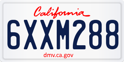 CA license plate 6XXM288