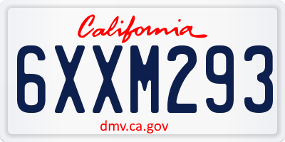 CA license plate 6XXM293