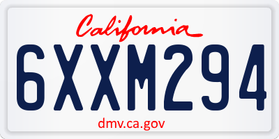 CA license plate 6XXM294