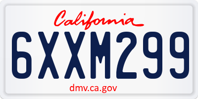 CA license plate 6XXM299