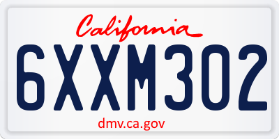 CA license plate 6XXM302