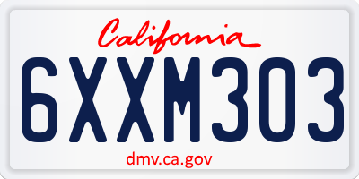 CA license plate 6XXM303