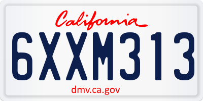 CA license plate 6XXM313