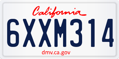 CA license plate 6XXM314