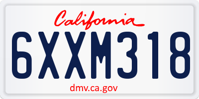 CA license plate 6XXM318