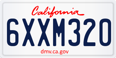 CA license plate 6XXM320