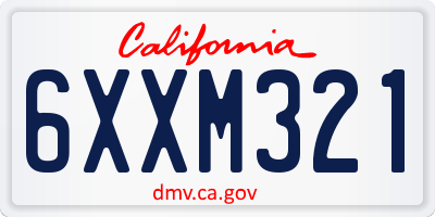 CA license plate 6XXM321