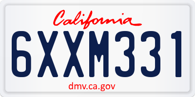 CA license plate 6XXM331