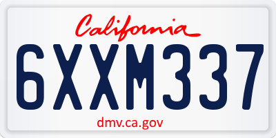 CA license plate 6XXM337