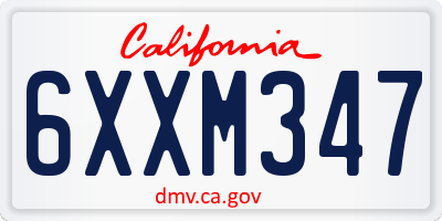 CA license plate 6XXM347