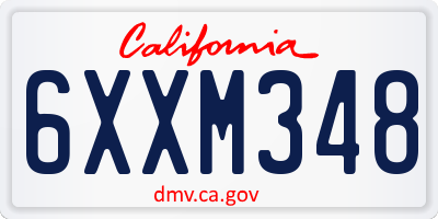 CA license plate 6XXM348