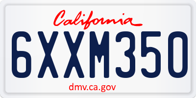 CA license plate 6XXM350