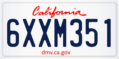 CA license plate 6XXM351