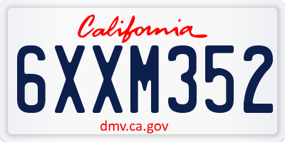 CA license plate 6XXM352