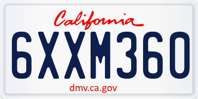 CA license plate 6XXM360