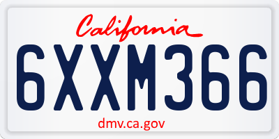 CA license plate 6XXM366